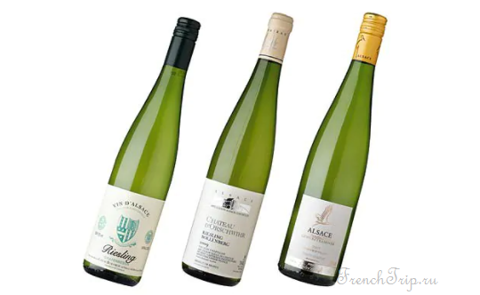 Bottles of Alsace wine in the tall flûte d'Alsace shape