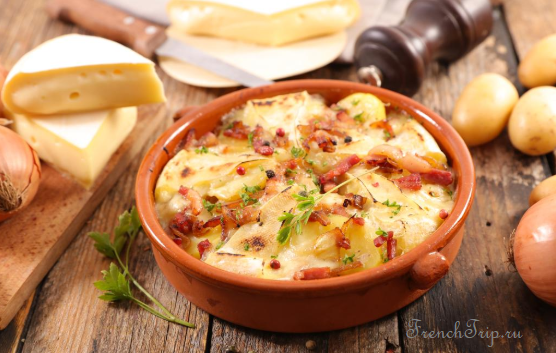 Tartiflette — the Savoyard gratin of potato, bacon and reblochon cheese