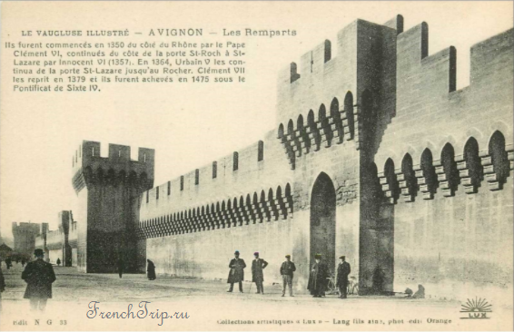 The ramparts of Avignon on an early twentieth-century postcard