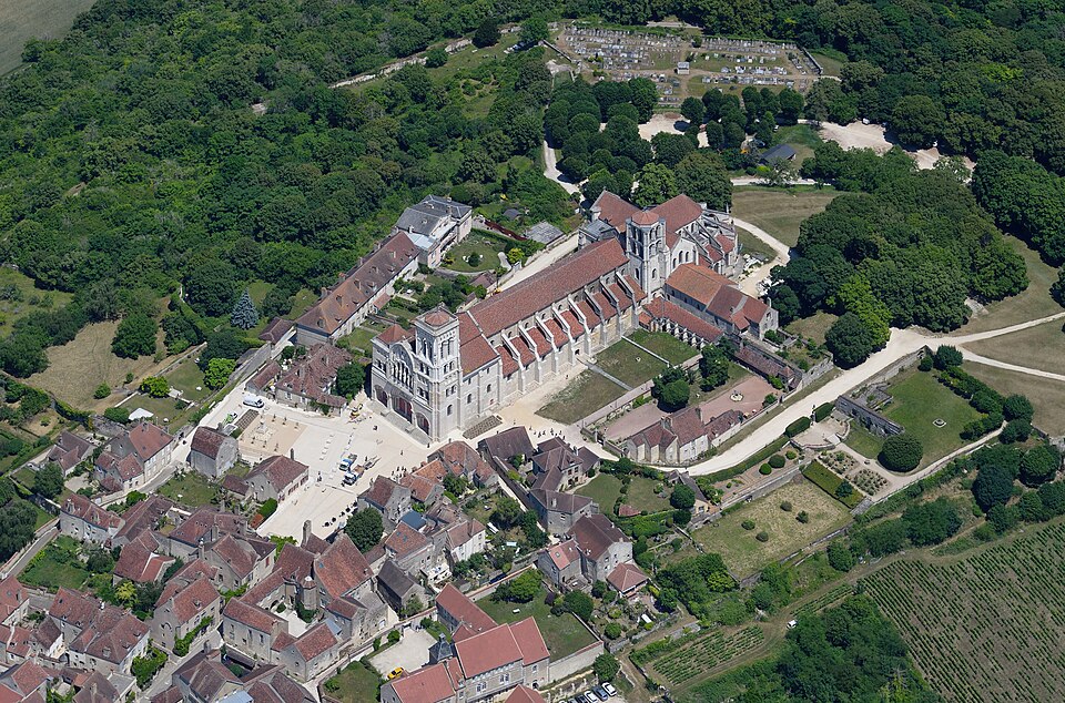 Vezelay abbey on its hill, seen from the south-west