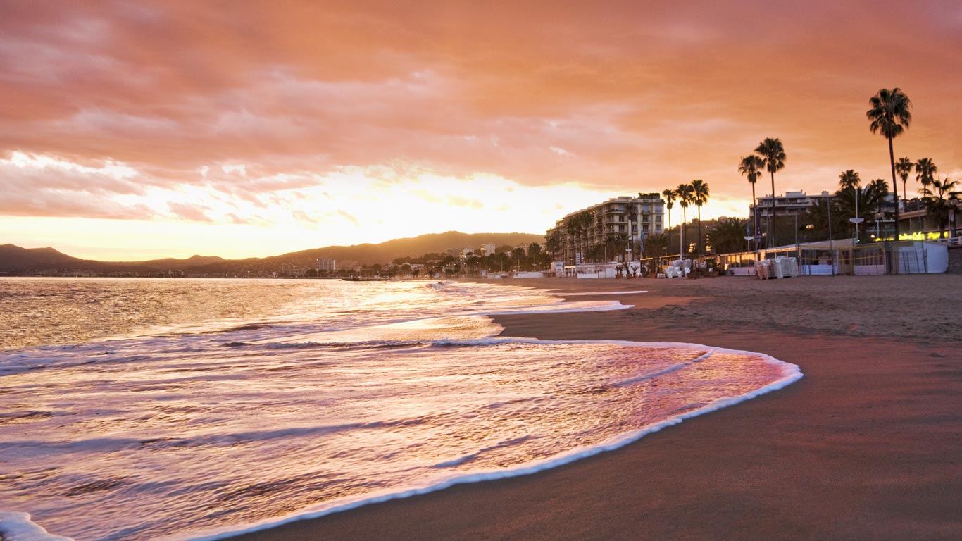 Beach in Cannes on the French Riviera
