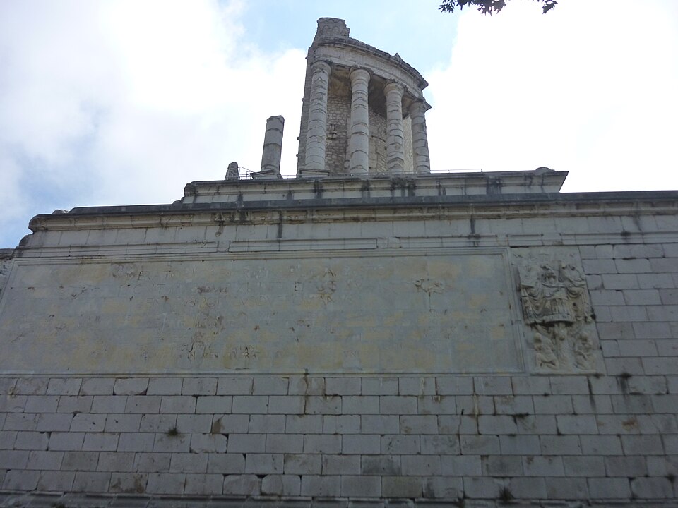 The restored colonnade of the Trophy of the Alps