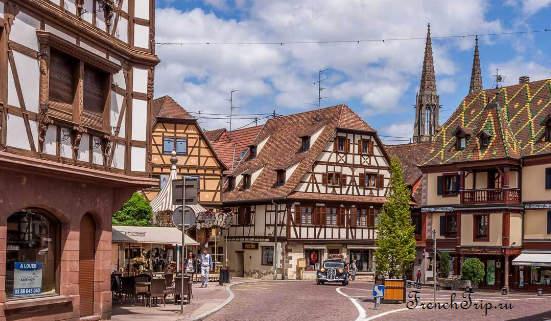 A street of timber-framed houses in Obernai