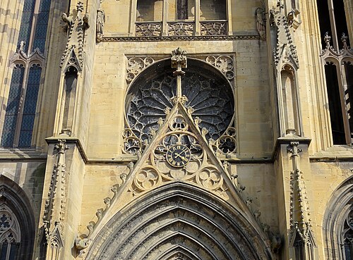 The west portal and rose window of Notre-Dame in Rouffach