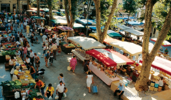 The Wednesday market under the plane trees in Saint-Rémy-de-Provence