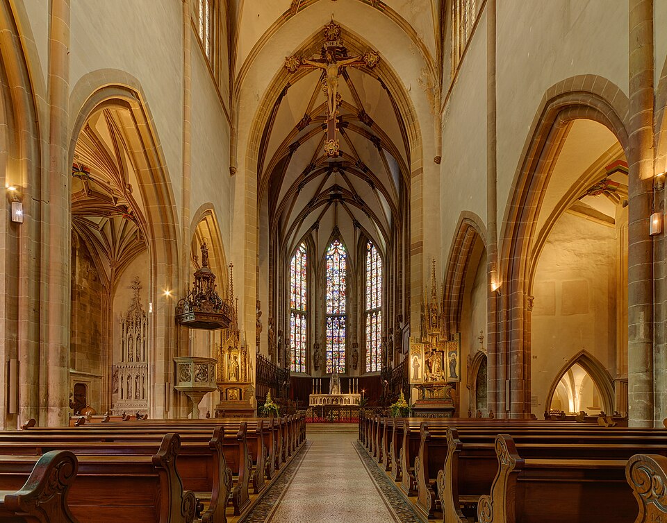 The Gothic interior of Saint-Thiébaut at Thann