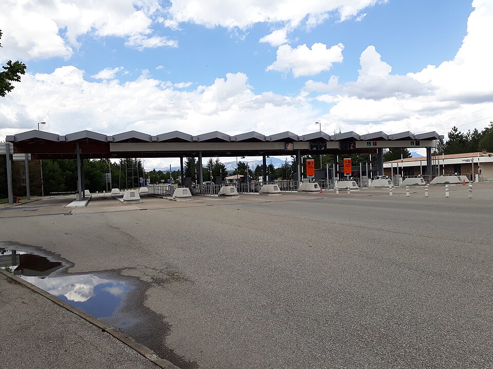 A toll plaza on a French autoroute