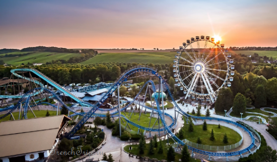 The Nigloland amusement park near Troyes at sunset