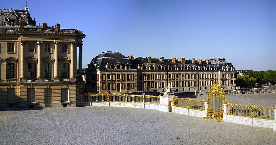 The Cour d'Honneur of Versailles with the gilded royal gate