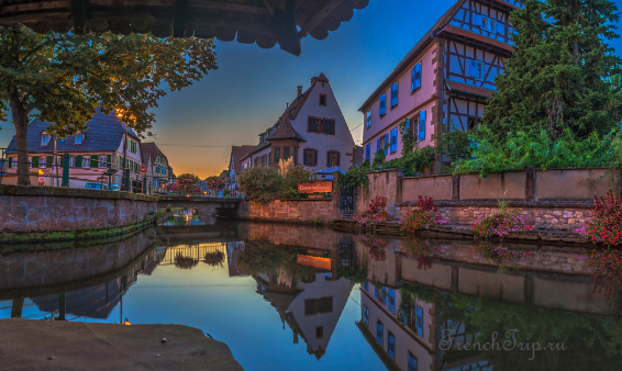 The Lauter and the old houses of Wissembourg in the evening