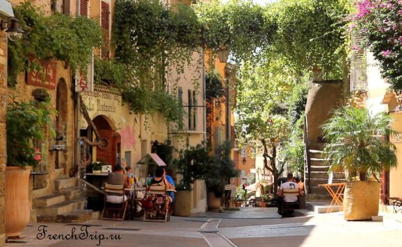 Rue Carnot, a narrow flowered street in the old village