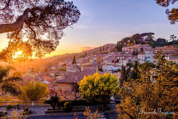 Panoramic view from the old village towards the Mediterranean and the Hyeres islands