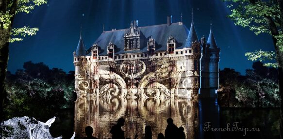 Evening projections on the chateau of Azay-le-Rideau in the Loire valley