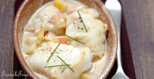 Fish fillet in sauce normande, the cream and cider sauce of Normandy