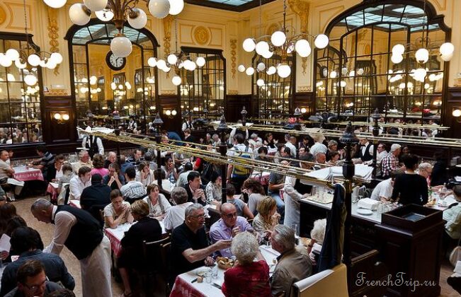 The long dining hall of Chartier in Paris, a surviving bouillon from 1896