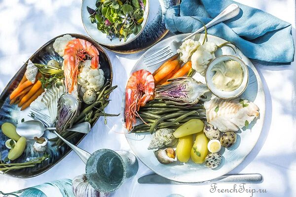 Provencal aioli served with cod, potatoes and boiled eggs