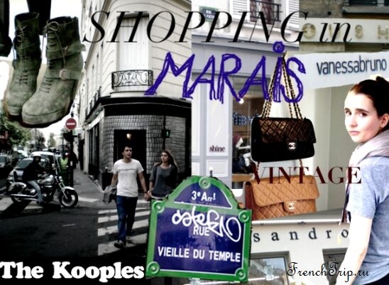 Small shops in the streets of the Marais in Paris